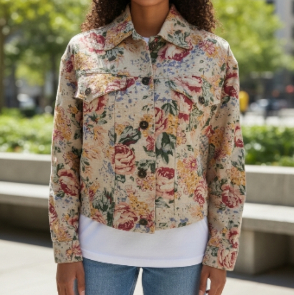 Vintage 1990's Liz Wear By Liz Claiborn Cropped Button Up Jacket